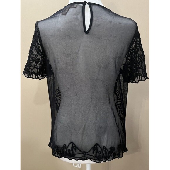 Forever 21 Women’s Black  Tee Shirt Sheer Lace Whimsigoth Witchy Goth Sz Small - Picture 4 of 11